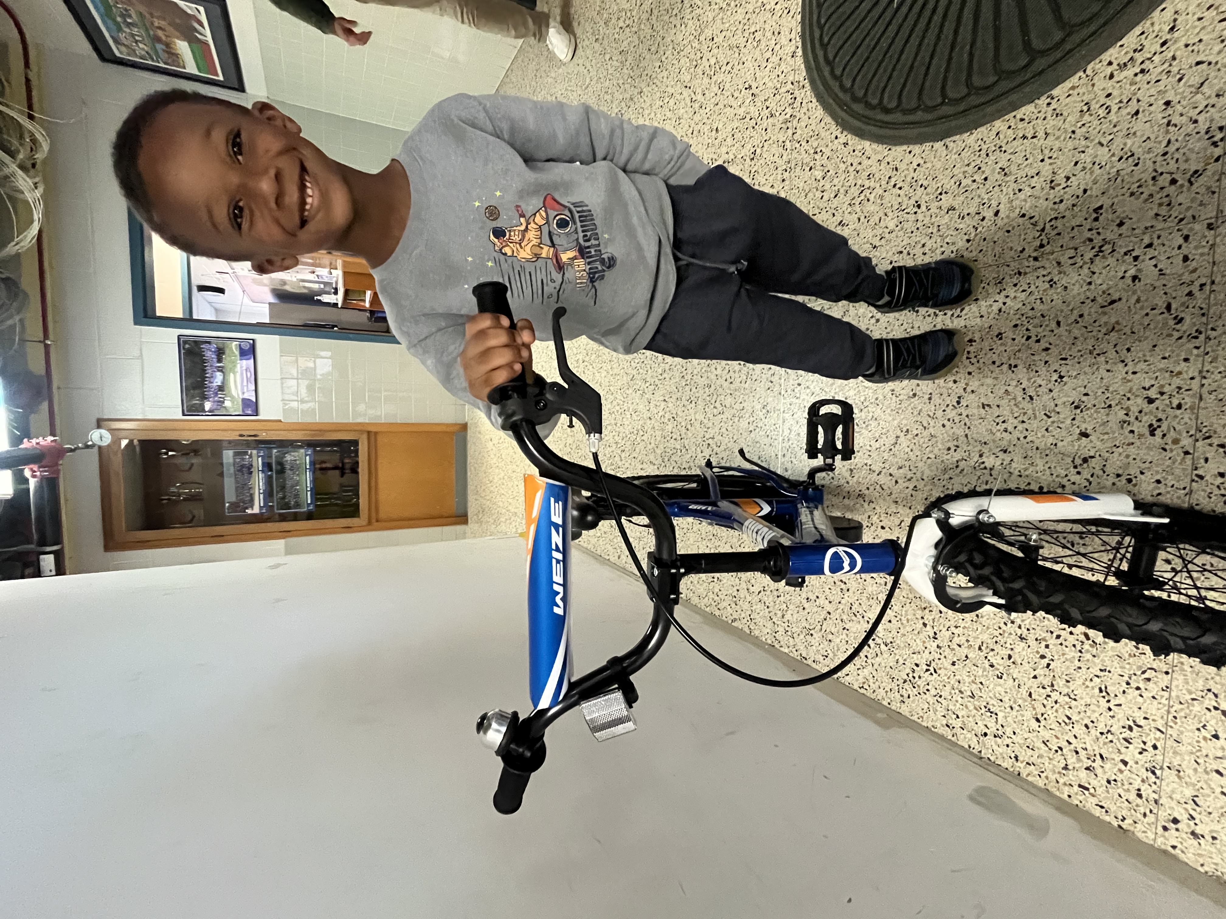 student with bike