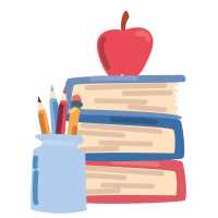 a stack of books with an apple on top